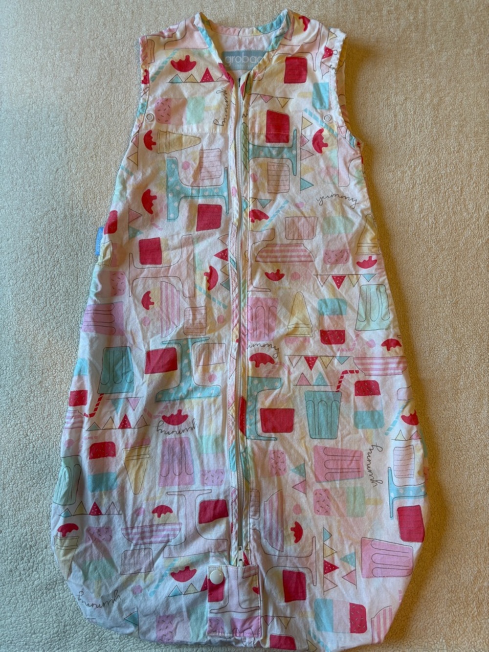 Grobag Baby Sleep Sack / Wearable Blanket, Cotton. Pink Teal Ice Cream Design